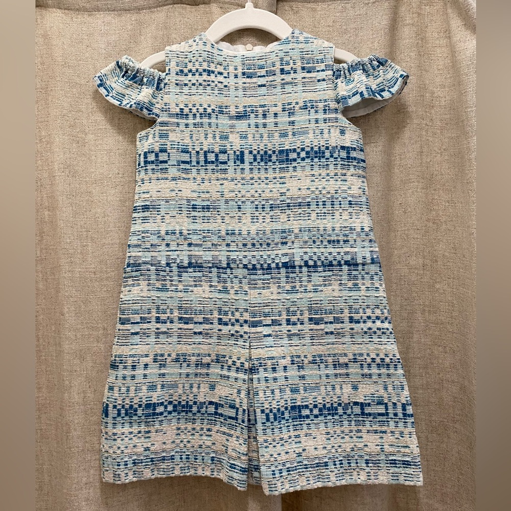 Florence Fancy blue / beige metallic girls dress! Size 4